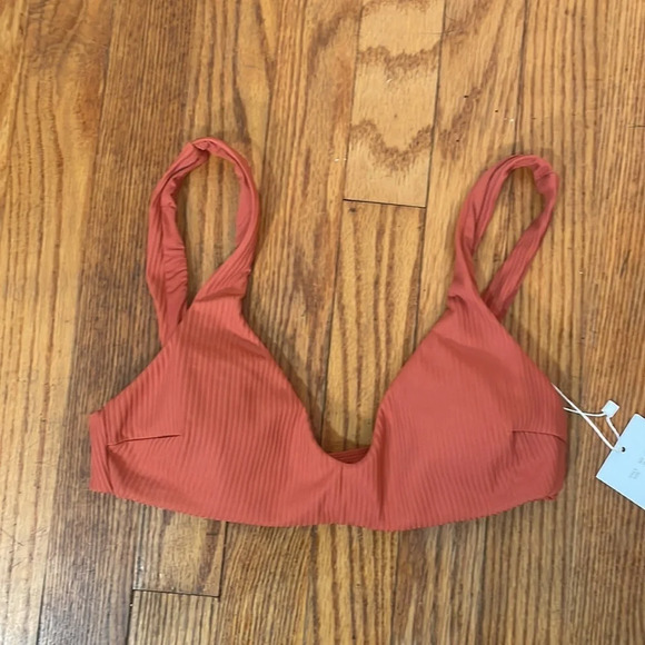 Andie The Delray Rib Bikini Top Swimsuit Ginger size XS NWT - Picture 3 of 6